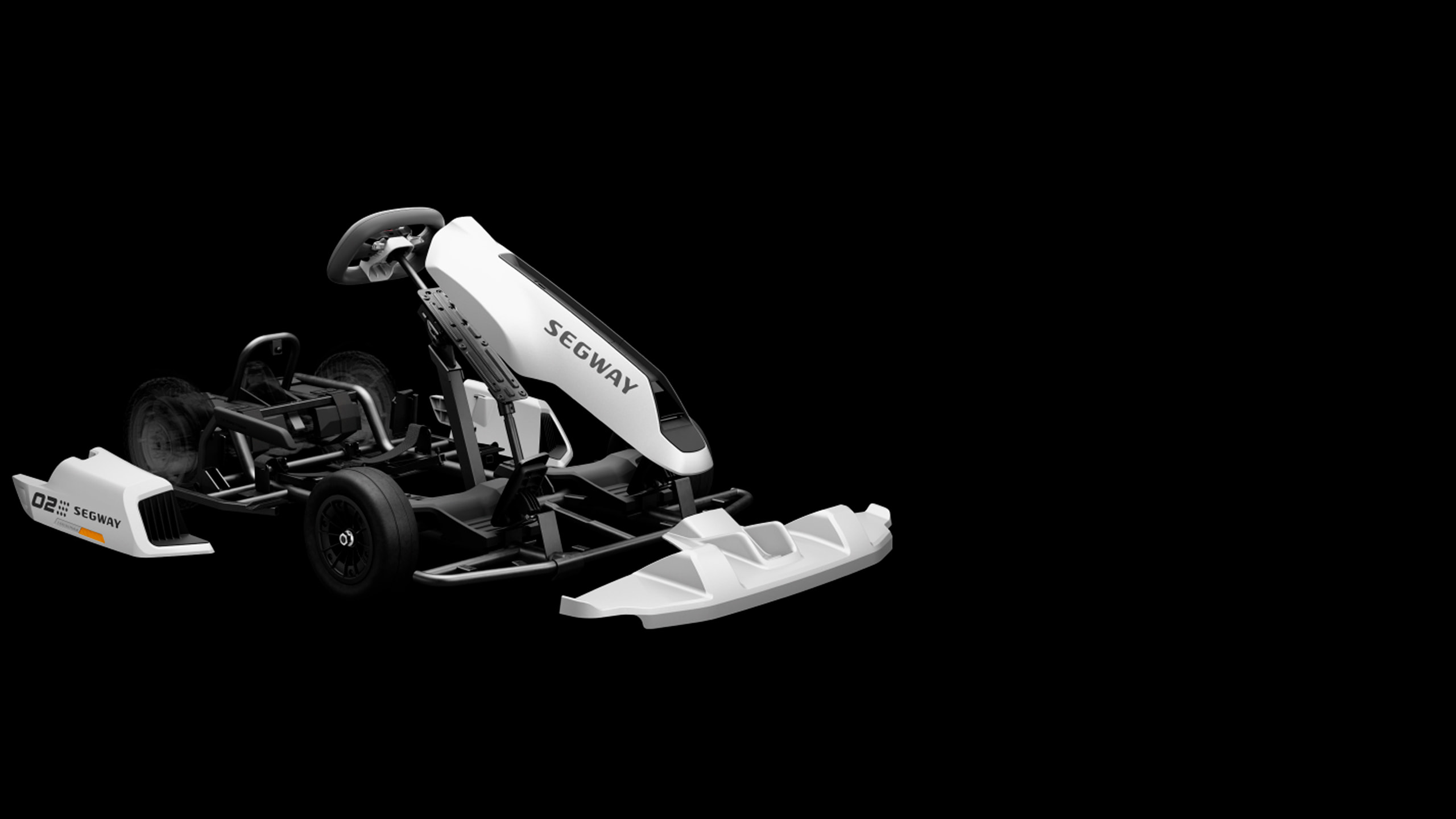 Рама электрокарта Ninebot GoKart Kit2 изготовлена из высокоуглеродистой стали HC420 с очень высокой ударной вязкостью