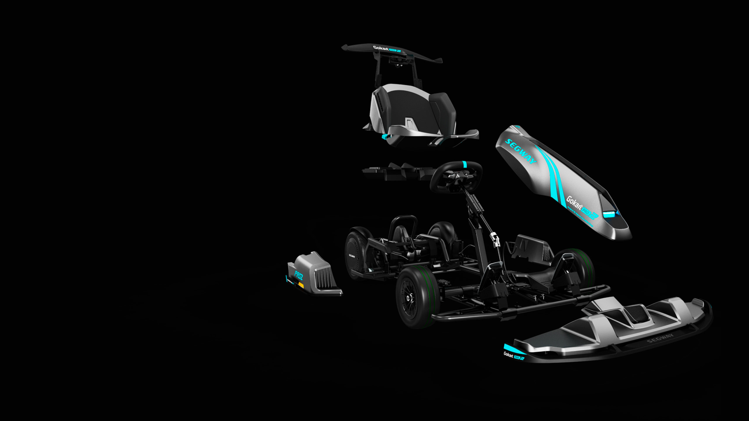 Рама электрокарта Ninebot Go-Kart Pro 2 изготовлена из высокоуглеродистой стали HC420 с очень высокой ударной вязкостью