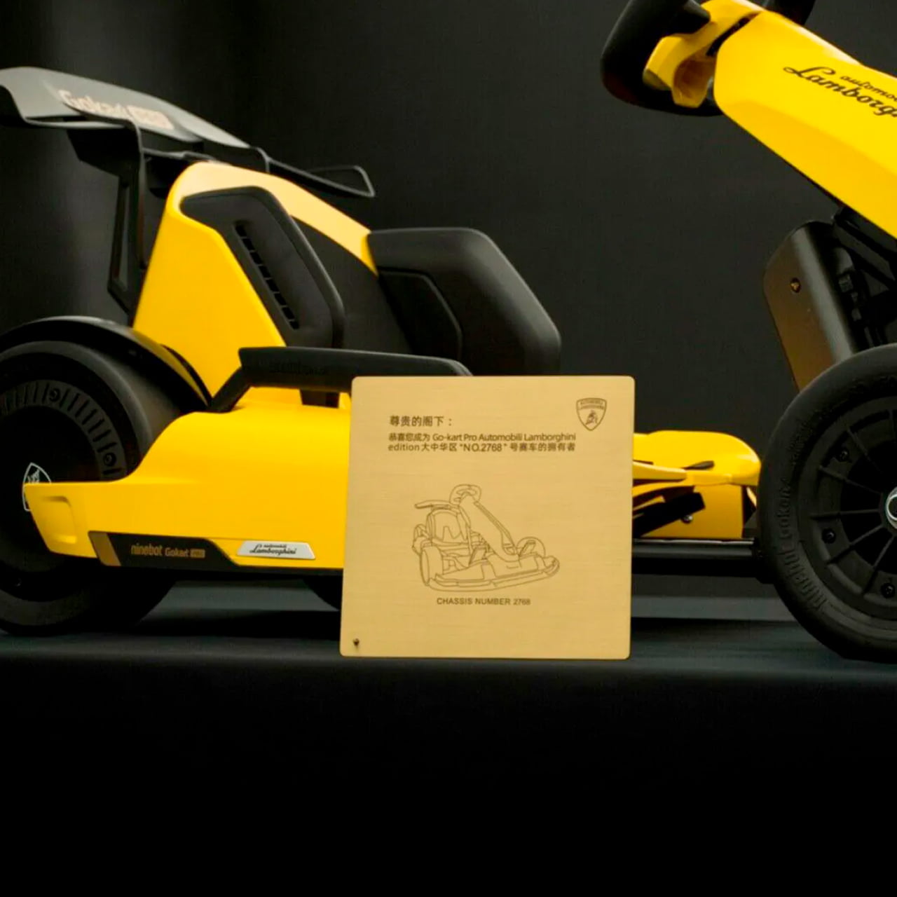 В комплекте с каждым Gokart Pro 2 Lamborghini Edition поставляется коллекционная металлическая табличка с выгравированным серийным номером
