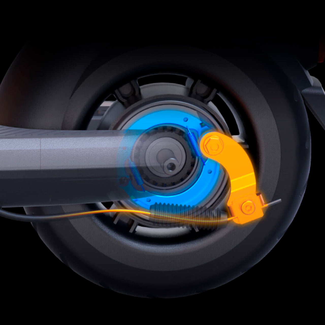 Ninebot KickScooter E2 оснащён двойной системой торможения и рекуперацией