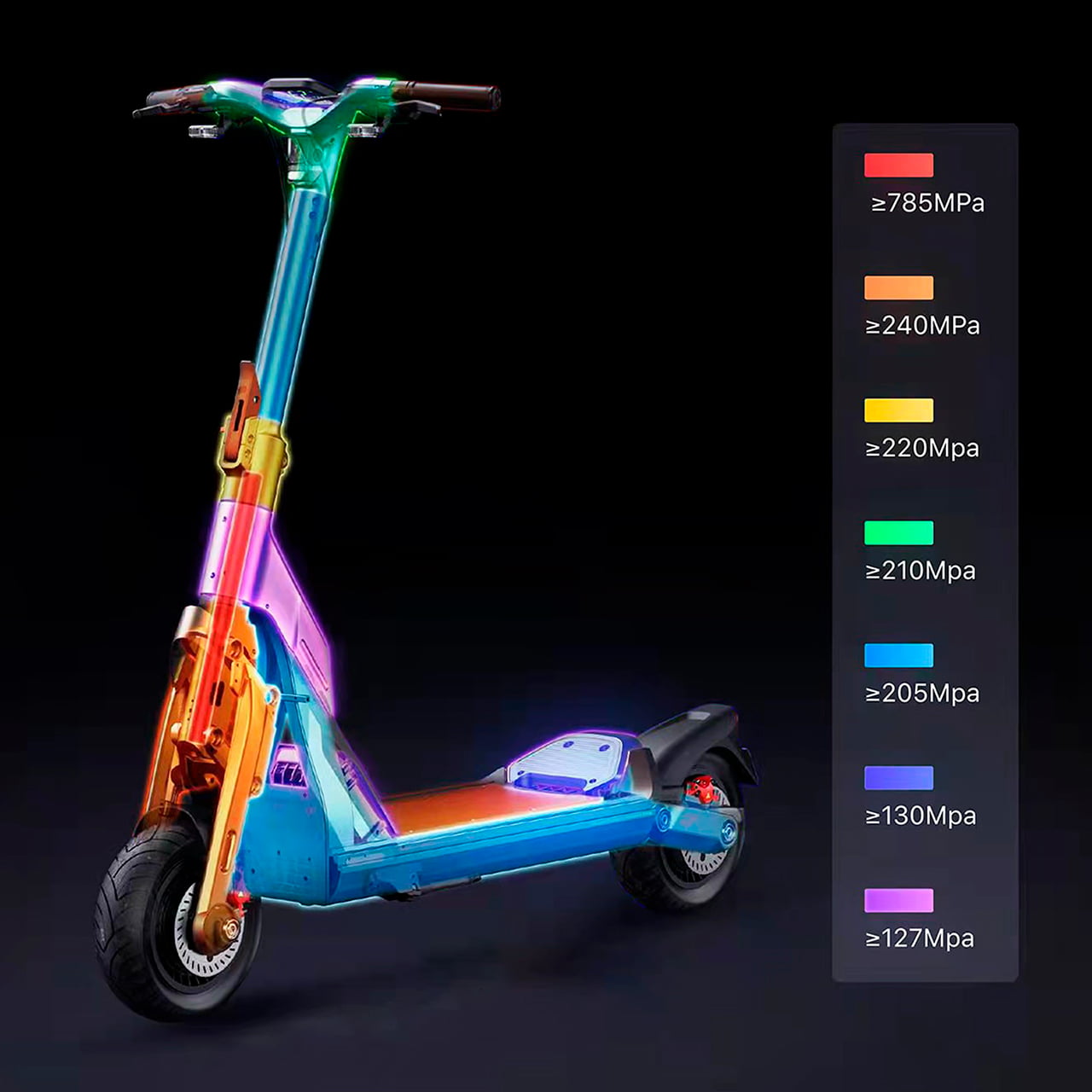 Рама SuperScooter GT2 изготовлена из авиационного алюминия и выдерживает нагрузку до 150 кг